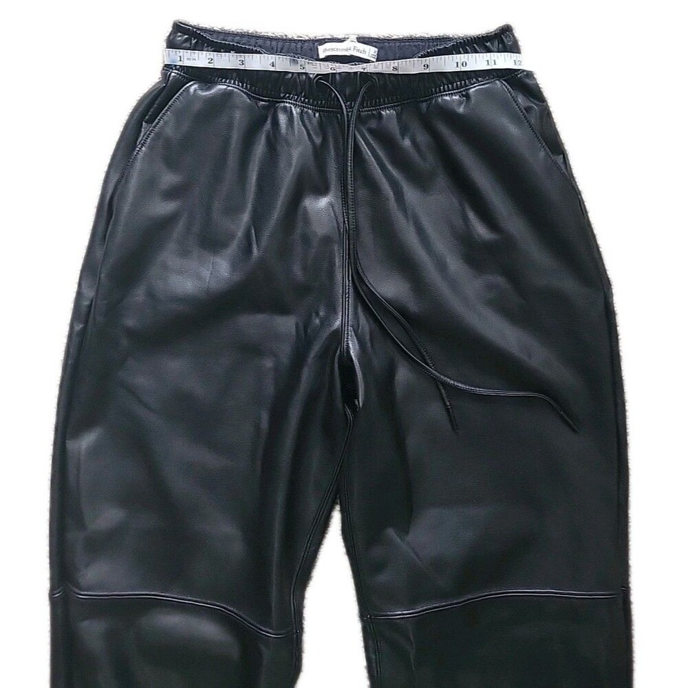 Abercrombie & Fitch Jogger Pant Women XS Black Vegan Leather High Waisted Casual - Picture 9 of 14